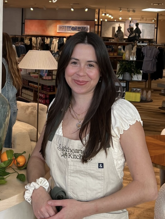 Chef Mariah Holstein in her Lighthearted Kitchen apron